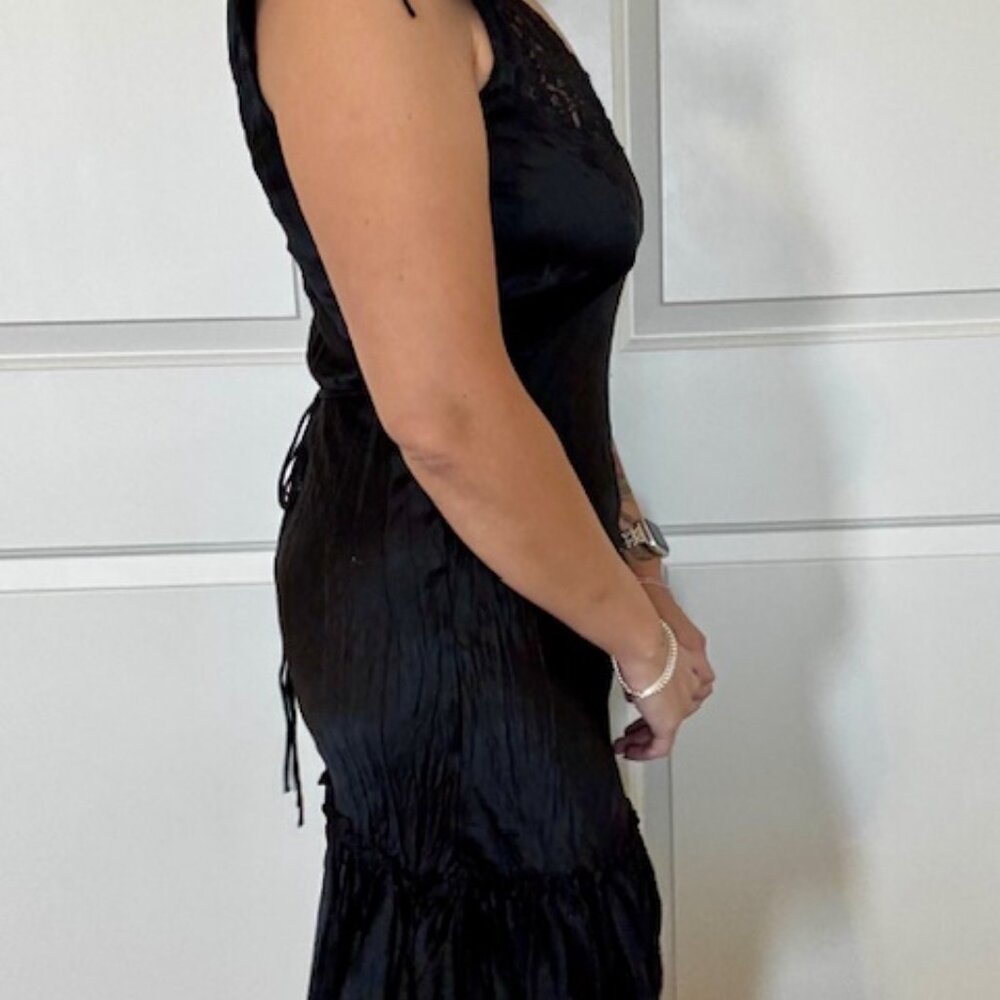 Vintage Betsey Johnson Silk Slip Dress, Black, Y2K, Size Large (8-10) - Picture 2 of 9
